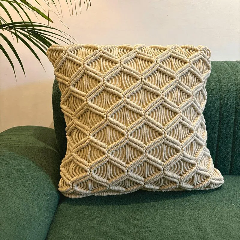 Loom & Light Macrame Textured Cotton Cushion Cover media 1