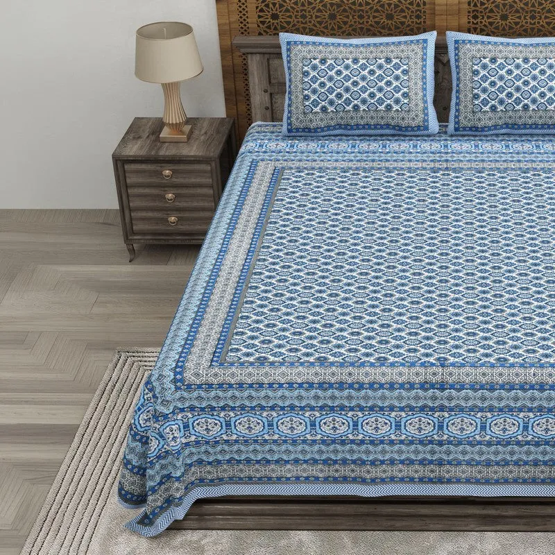 Auraar Cotton Bedsheet (Blue) - 240 TC media 3