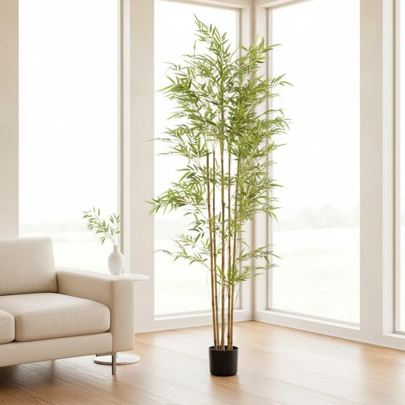 Arovi Artificial Natural Look Bamboo Plant With Black Plastic Pot- 5.9 ft media 4