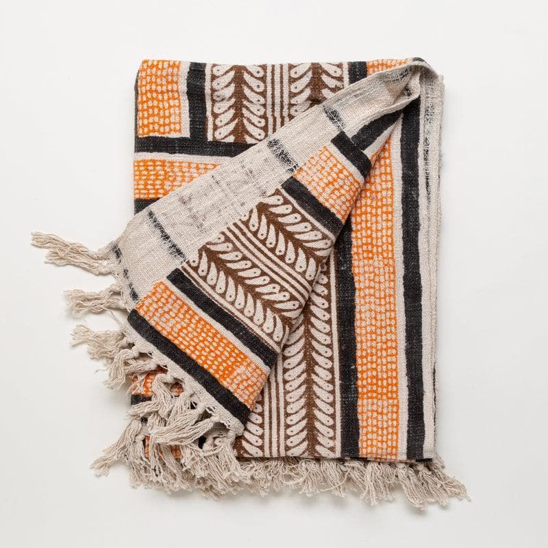 Striped Out Handblock Printed Throw media 4