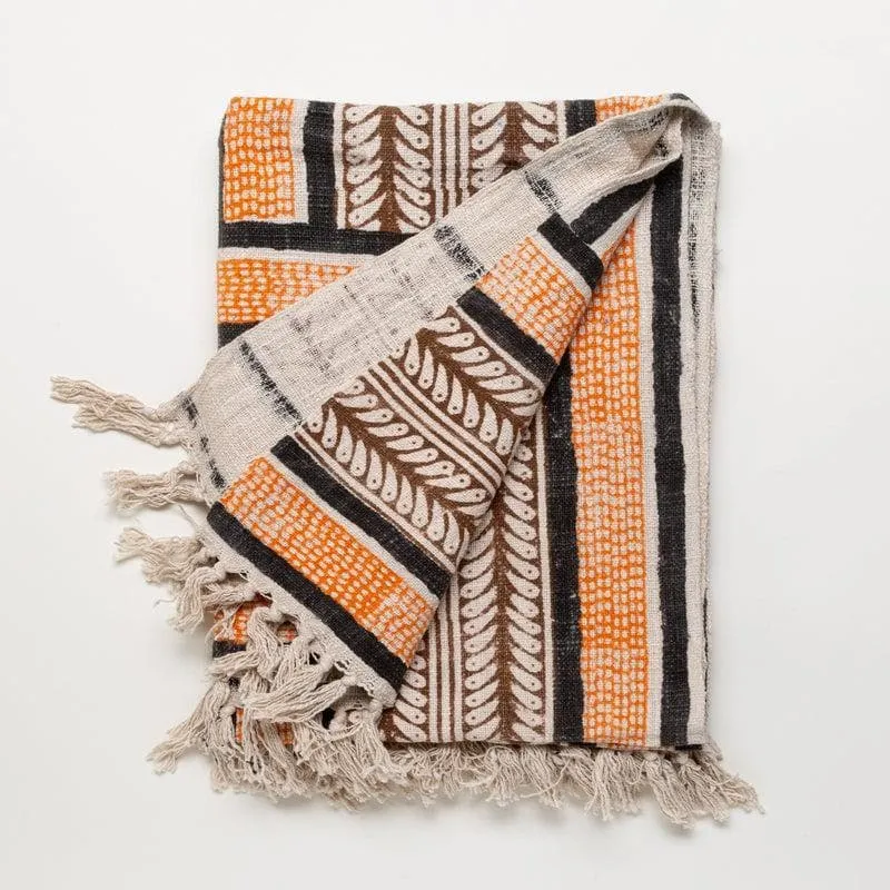 Striped Out Handblock Printed Throw media 4