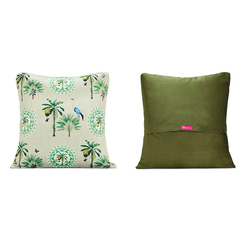 India Circus Tropica Tuskers Printed Velvet Cushion Cover - Set Of Five media 5