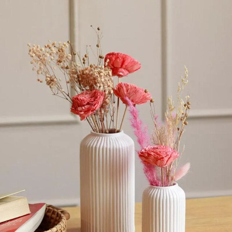 Ganola Vase With Naturally Dried Flower Bunch - Set of Two media 3