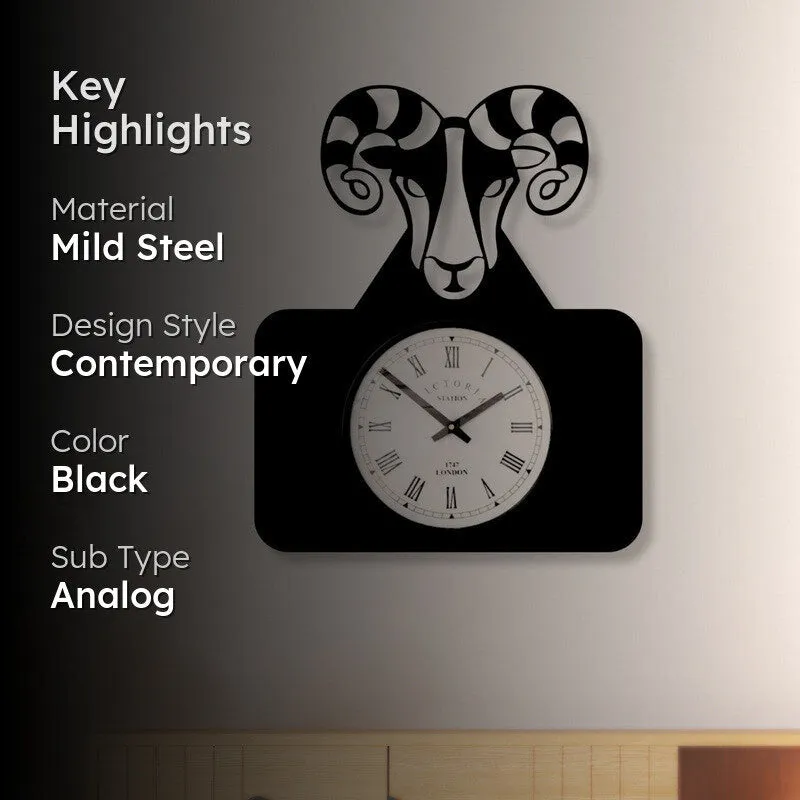 Aries Steel Analog Wall Clock - Black media 2