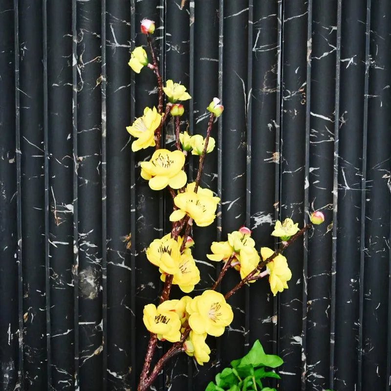 Artificial Plum Blossom Flower Stick - Yellow - 4
