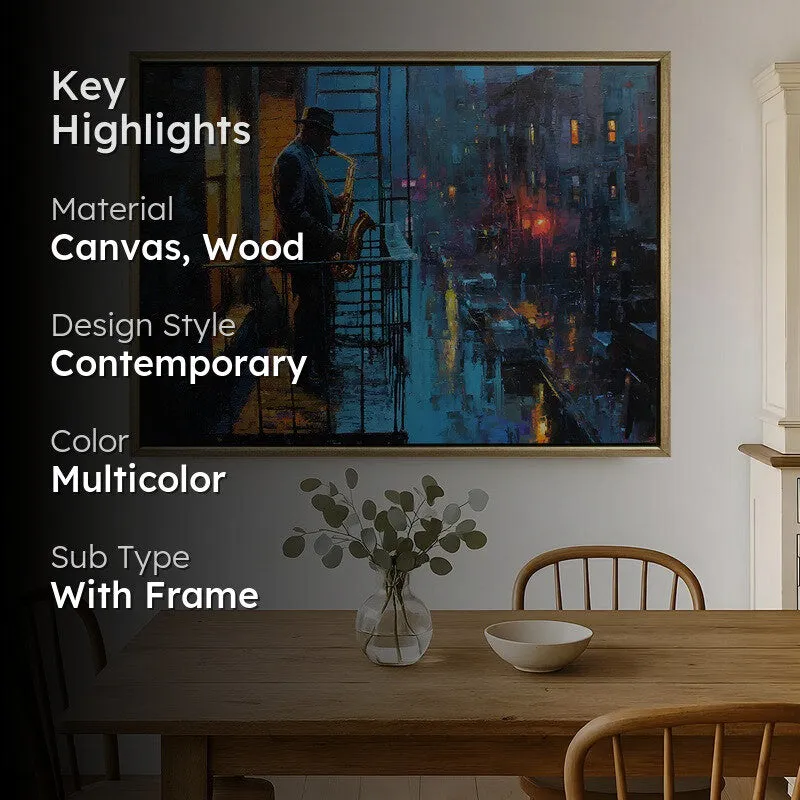 Rainlight Jazz Canvas Wall Painting With Frame media 2