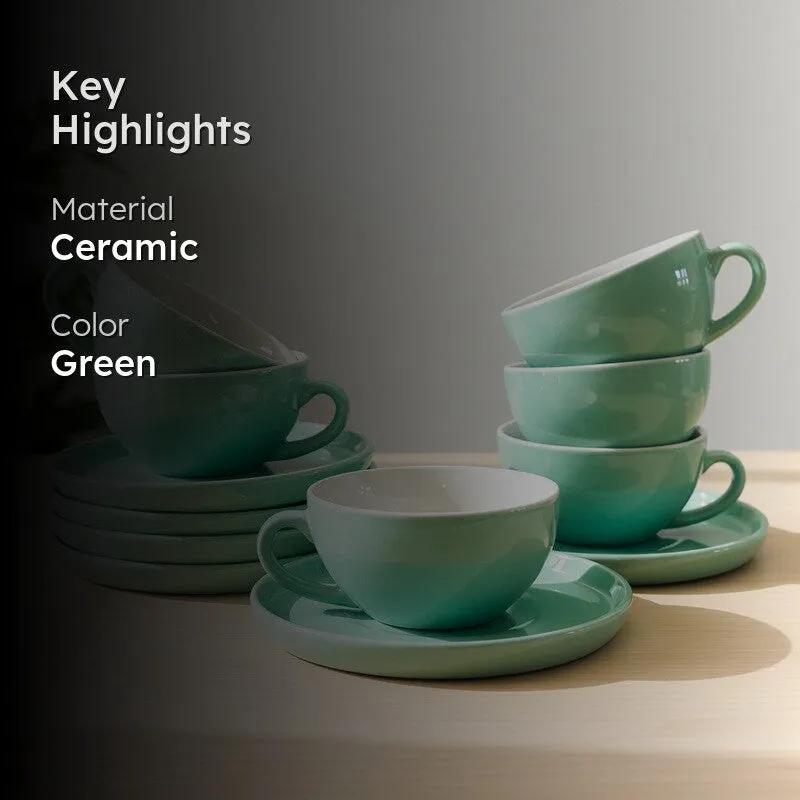 Ceramic Cup & Saucer (Sage Green/240 mL Each) - Set of Six media 2