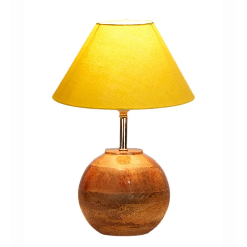 Auryon Cotton Table Lamp With Wooden Base - Yellow media 5