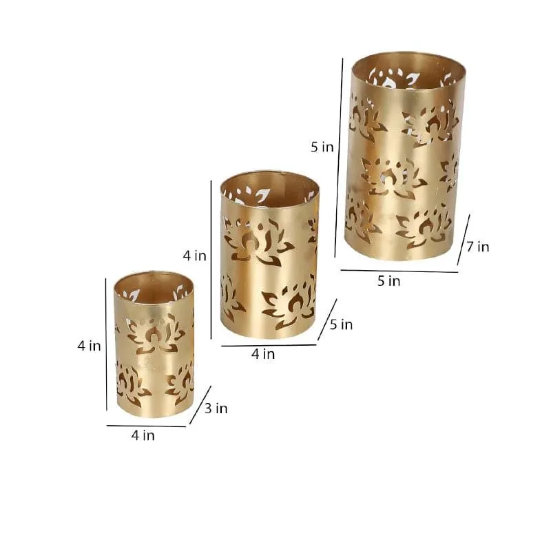 Lotus Spread Tealight Candle Holder - Set Of Three media 5