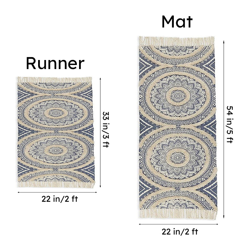 Mandala Cotton Runner Rug (Blue) - Set of Two media 10