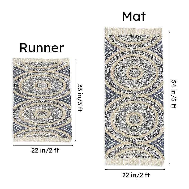 Mandala Cotton Runner Rug (Blue) - Set of Two media 10