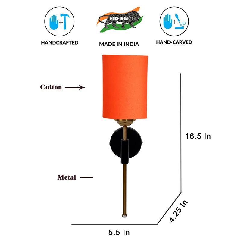 Beryll Cylindrical Steel & Cotton Wall Lamp - Orange media 6