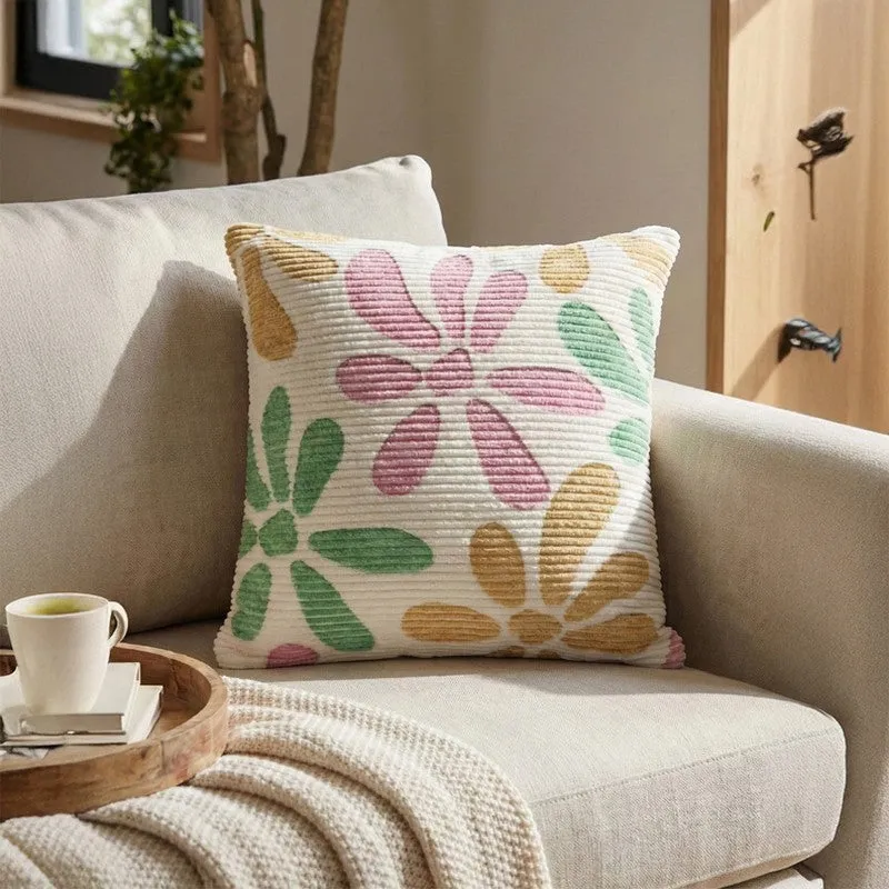 FloralGrace Cushion Cover - Pink, Mustard media 2