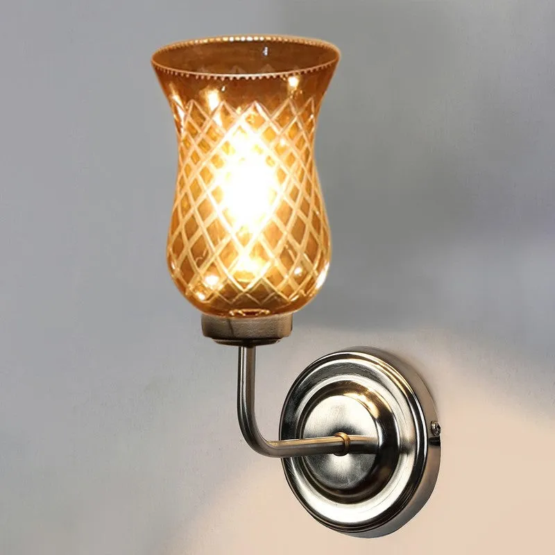 Honey Glow Nickel Glass Wall Lamp media 7