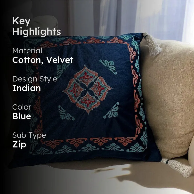 Thread & Tale Embroidered Cotton Cushion Cover - 2