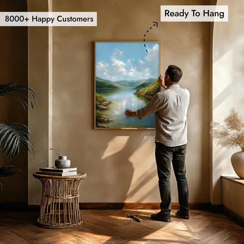 Calm Beneath the Clouds Archival Paper Wall Painting With Brown Frame media 5
