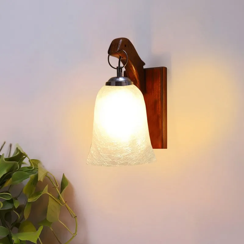 Crystal Bloom Wood Base Glass Wall Lamp media 4