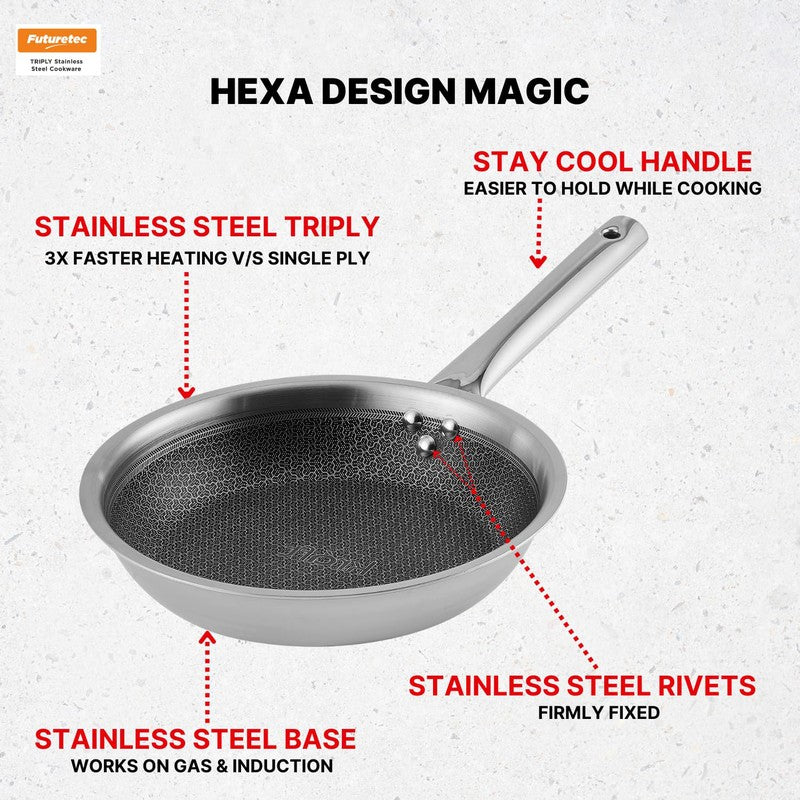 Kraft Sizzle Mate Kadhai and Frying Pan with Lid (2400 mL & 1600 mL) - Two Piece Set media 6