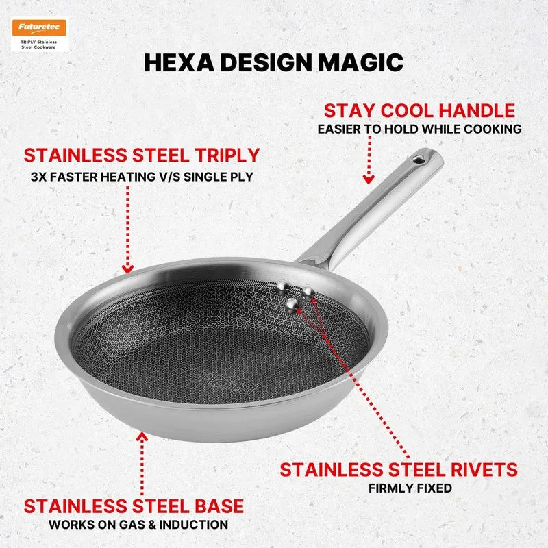 Kraft Sizzle Mate Kadhai and Frying Pan with Lid (2400 mL & 1600 mL) - Two Piece Set media 6