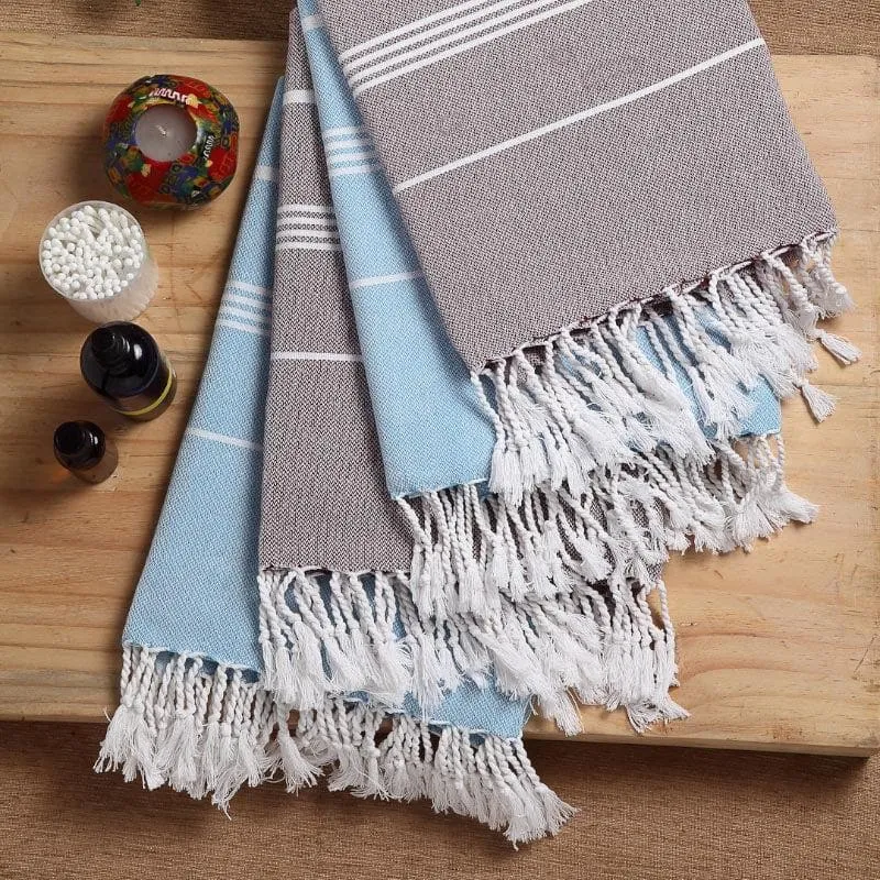 Soothing Retreat Bath Towels (Blue & Grey) - Set Of Four media 1