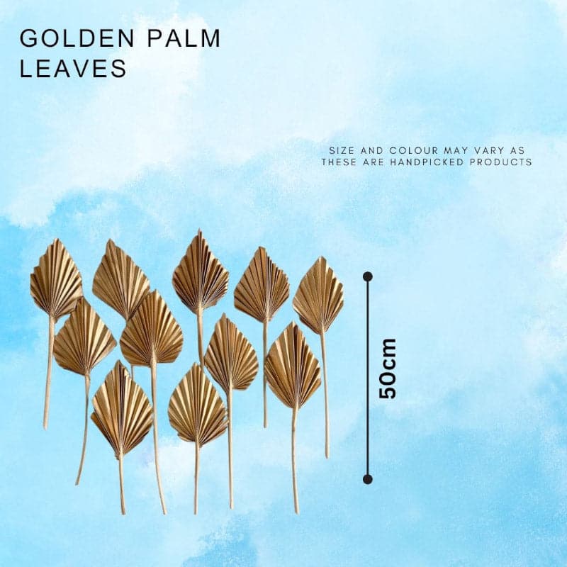 Naturally Dried Golden Palm Leaf Bunch - Set Of Five media 6