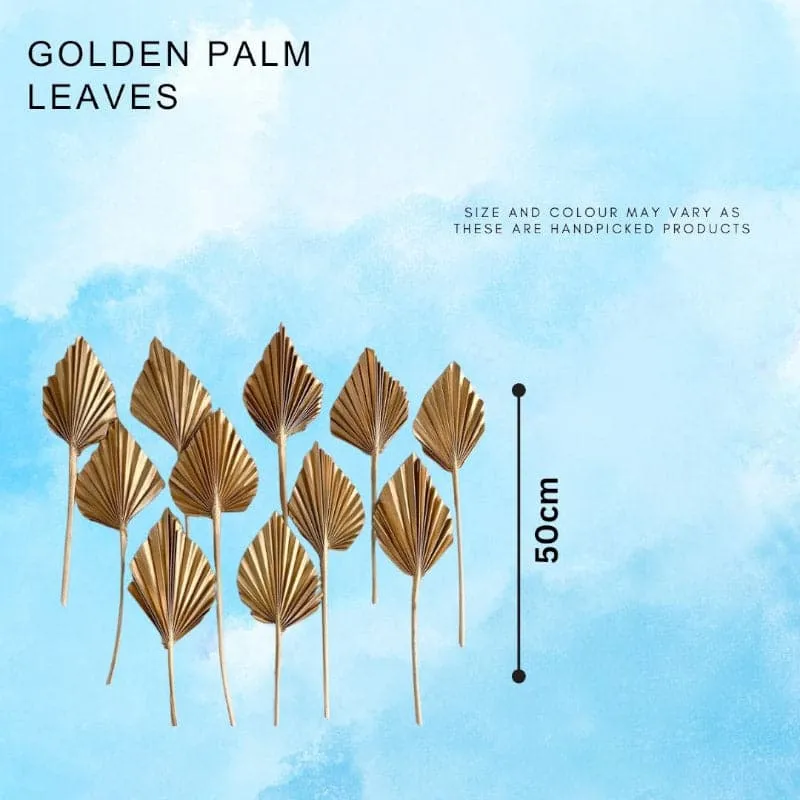 Naturally Dried Golden Palm Leaf Bunch - Set Of Five media 6