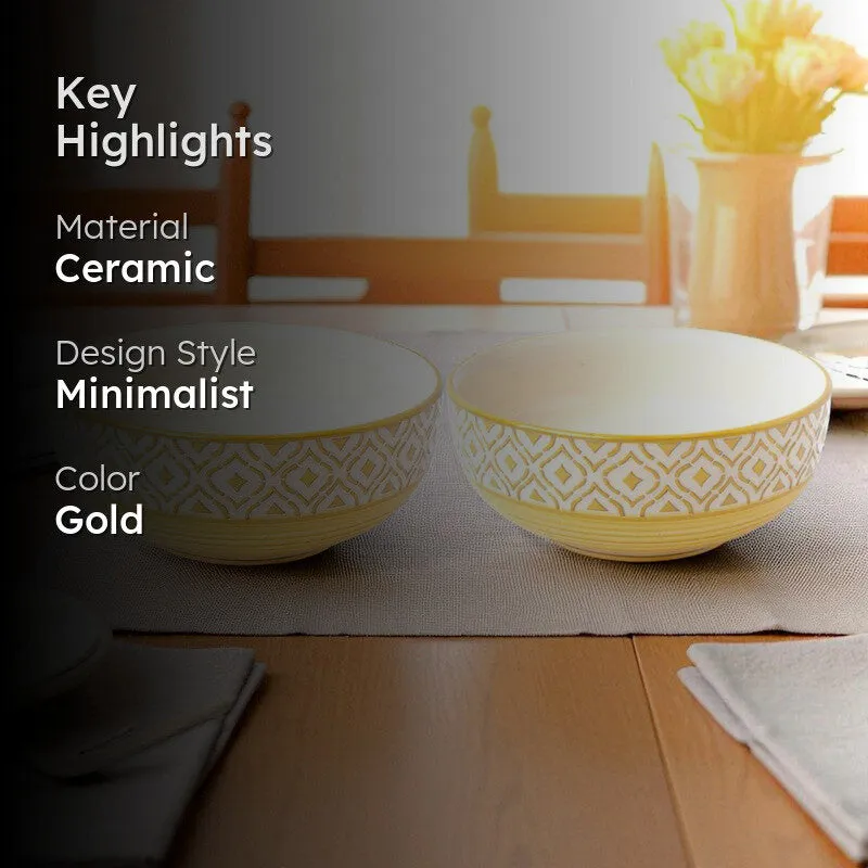 Amora Gold Ceramic Serving Bowls (1500 mL) - Set Of Two media 2
