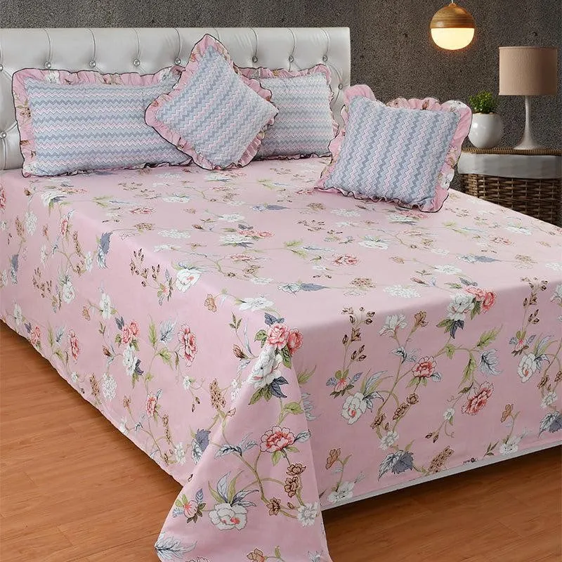 Magma Frilled Floral Microfiber Bedding Set - Five Piece Set media 1