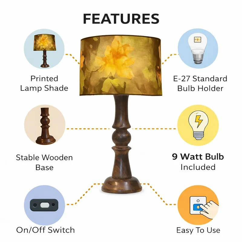 FloralBloom Wooden Table Lamp media 4