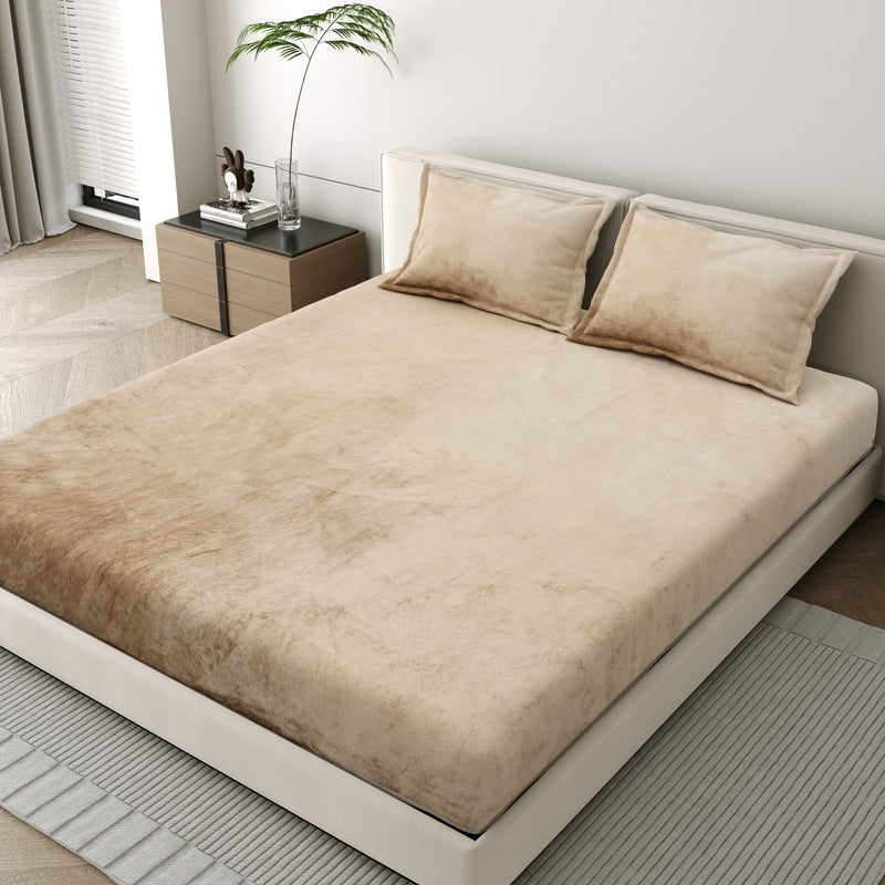VelvetDream Woolen Bedsheet (Beige) - 150 GSM