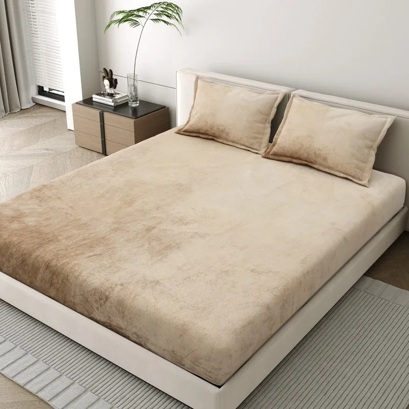 VelvetDream Woolen Bedsheet (Beige) - 150 GSM media 1