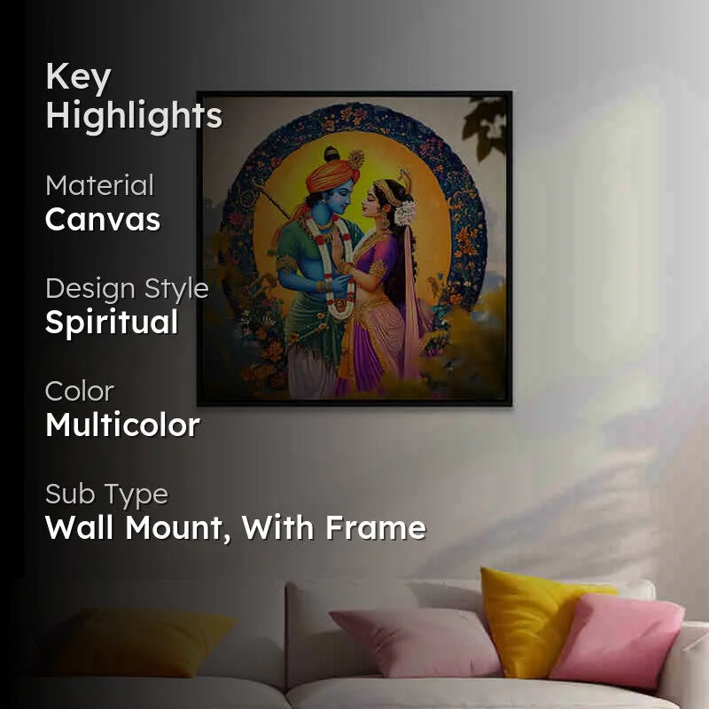 Radha-Krishna Charm Canvas Wall Art With Frame media 2