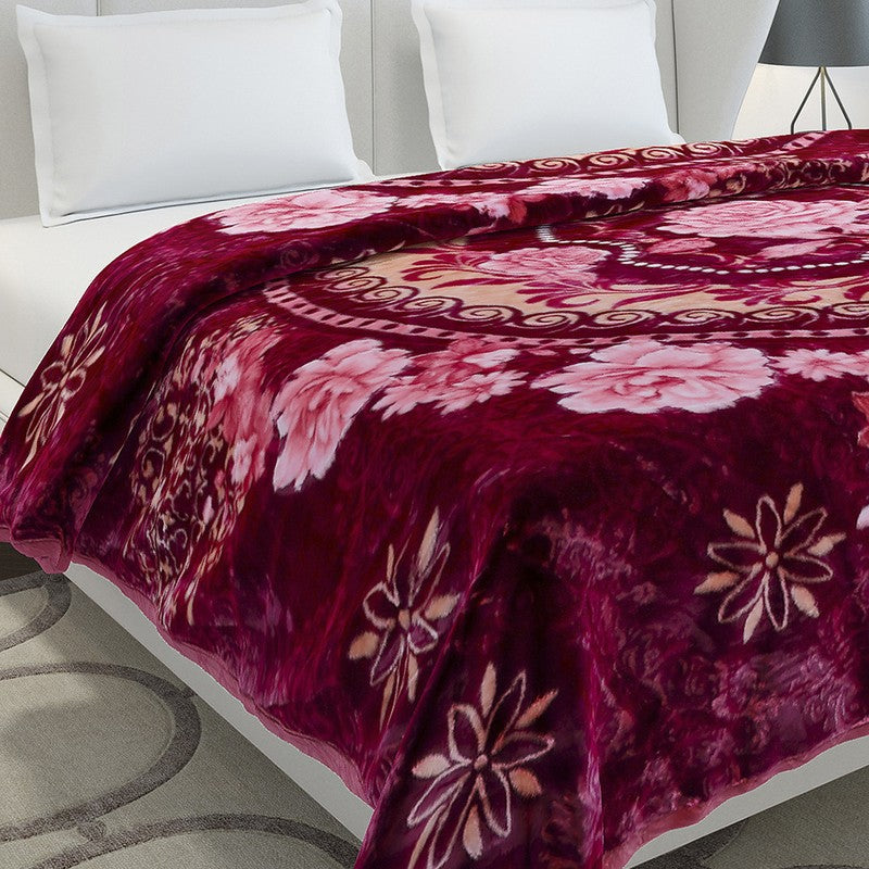 Monte Carlo Crimson Blossom Throw Blanket - 852 GSM media 4