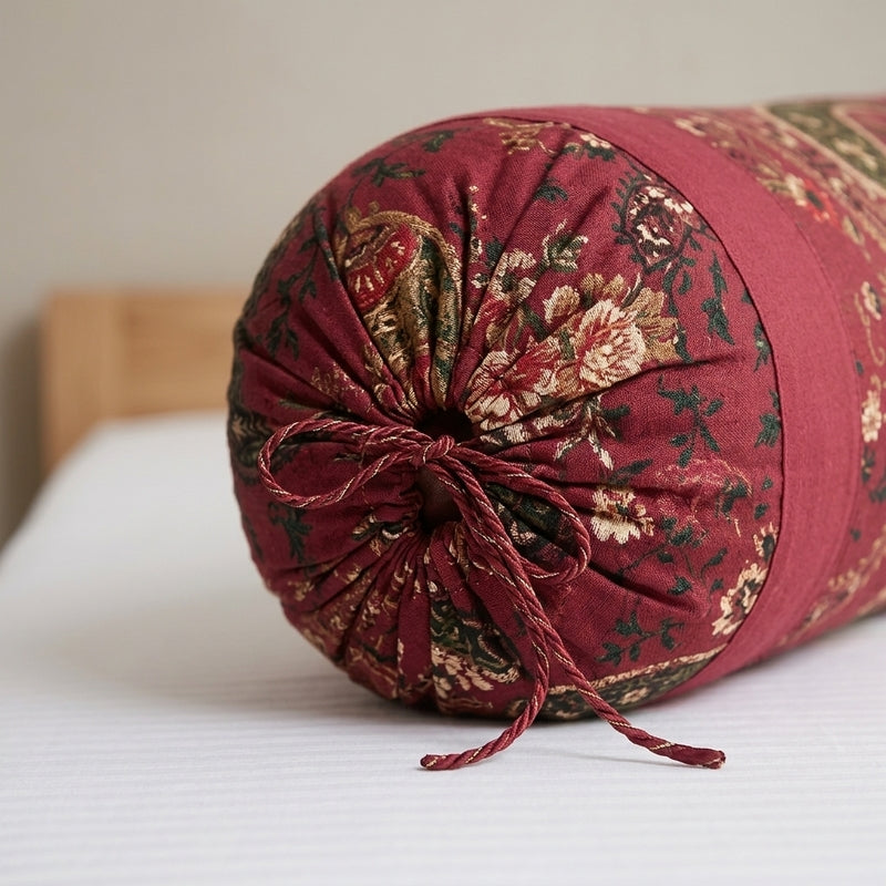 Swayam Maroon Maestro Bolster Cover -Set Of Two media 3