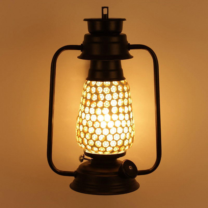 Navina Mosaic Lantern Iron Wall Lamp - Black media 4