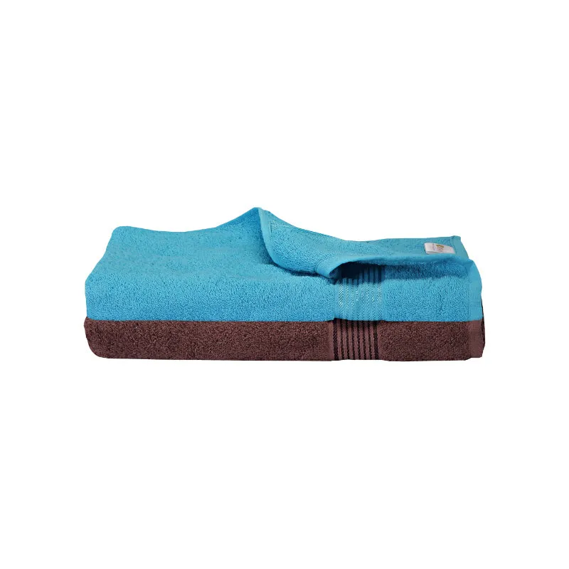 Bodil Bath Towel (Light Blue & Brown) - Set Of Two media 5
