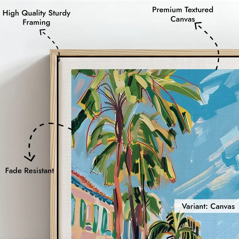 Vintage Beverly Hills Framed Canvas Archival Canvas Wall Painting - Natural Brown Frame media 6