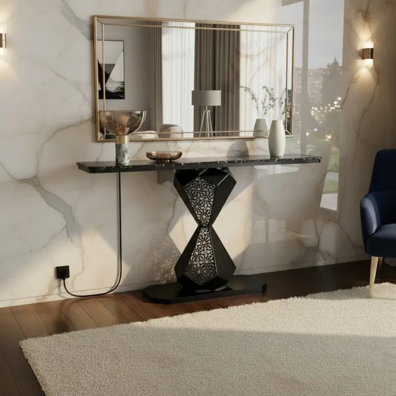 Entryway Metal Console Table with Marble Top - Medium media 3