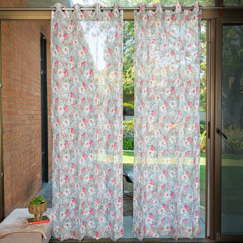 Urban Space Flora Nova Curtain (Sage Green Sheer) - Set Of Two media 2