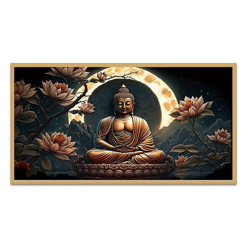 Meditative Buddha Canvas Wall Painting- With Frame media 7