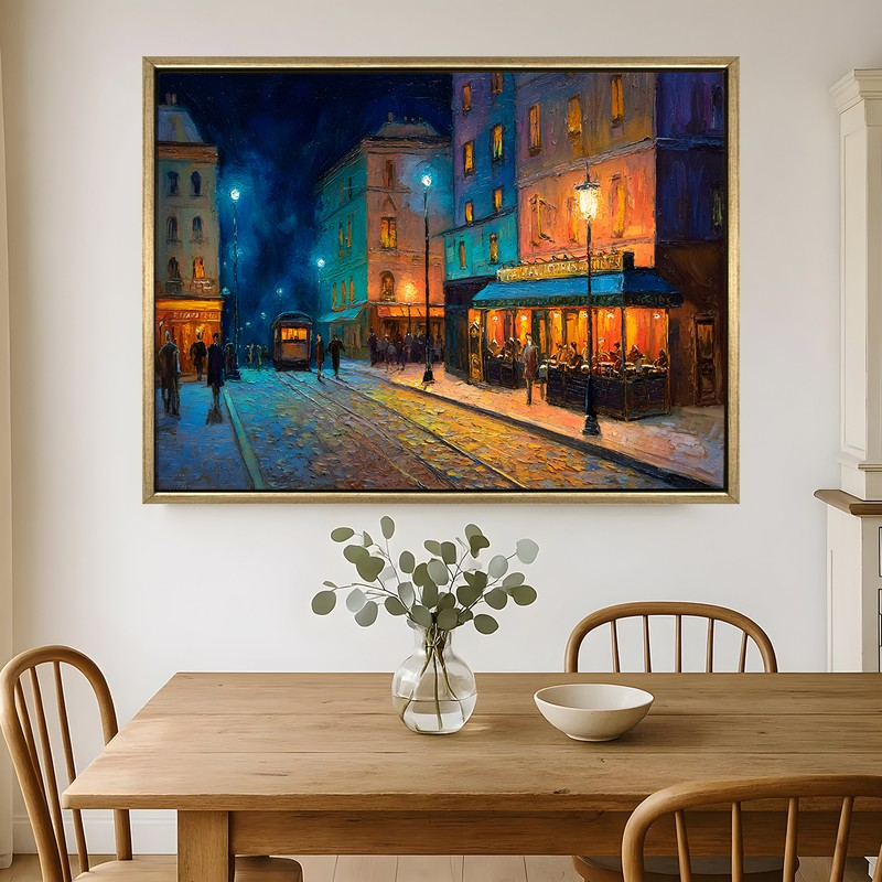 Moonlit Courtyard Canvas Wall Painting With Frame