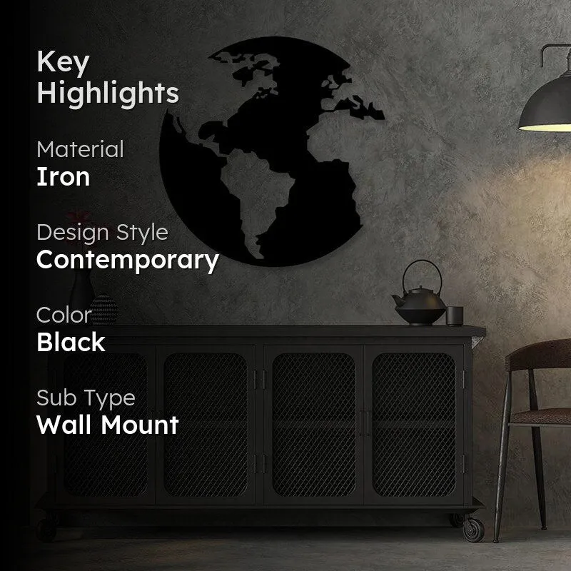Earth Map Black Iron Wall Accent media 2