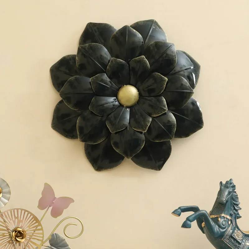 Antique Petal Charm Metal Wall Accent - Black media 1