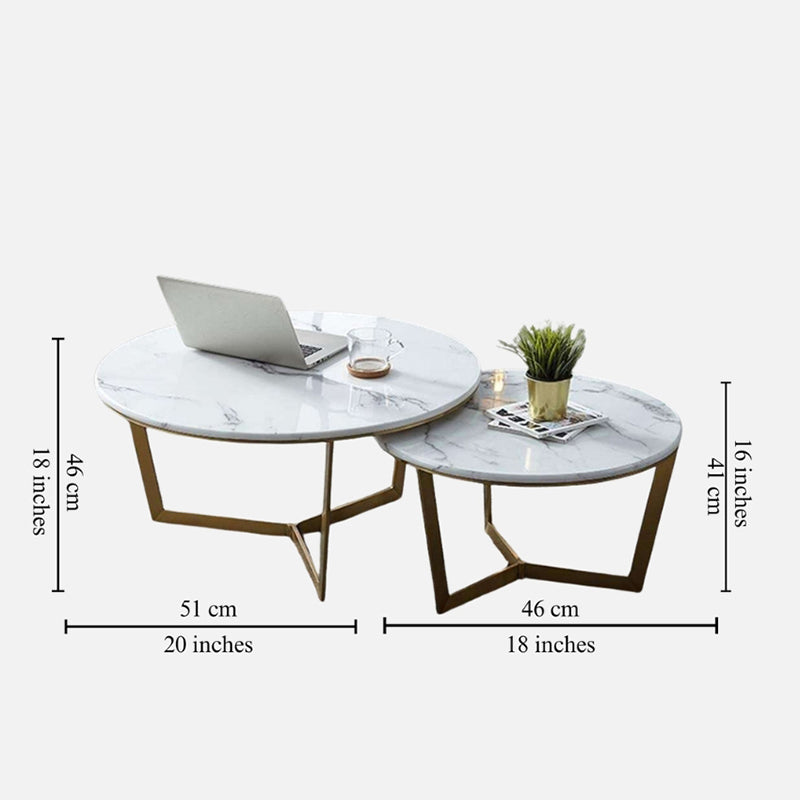 Quantum Edge Accent Table with Marble Top - Set Of Two media 6