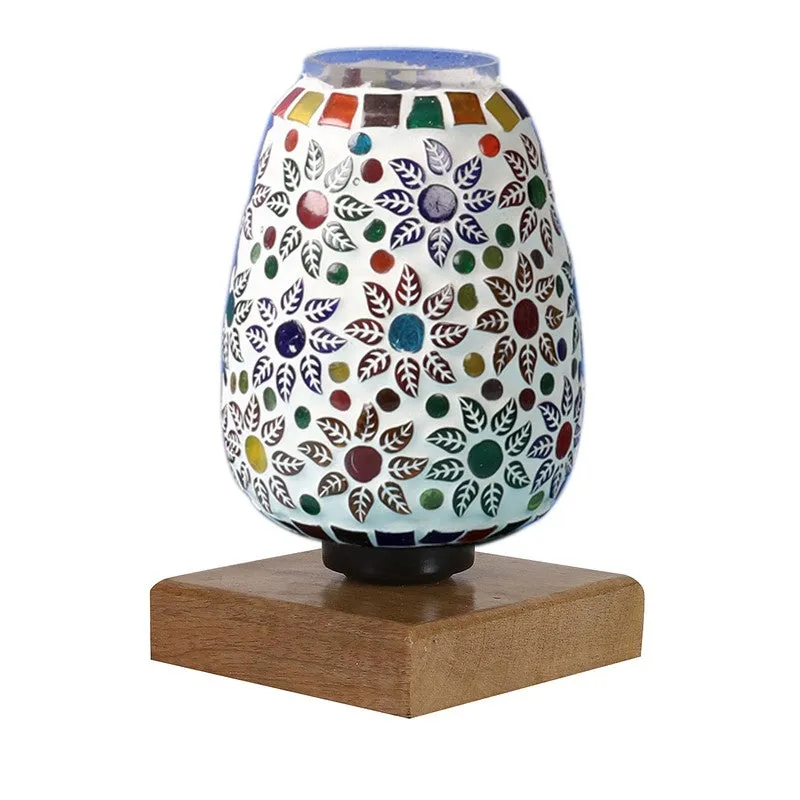 Arvyn Glass Table Lamp With Wooden Base - Multicolor media 6