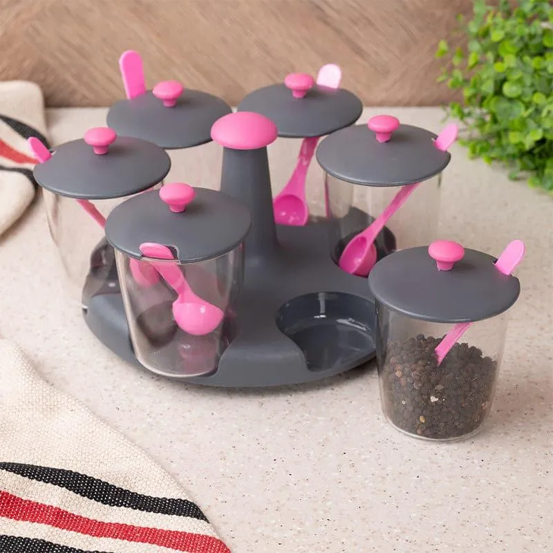 Jini Pink Masala Jar With Spoon (300 ML) - Set Of Seven media 1