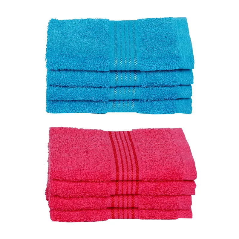 Bodil Face Towel (Sky Blue,Pink) - Set Of Eight media 3