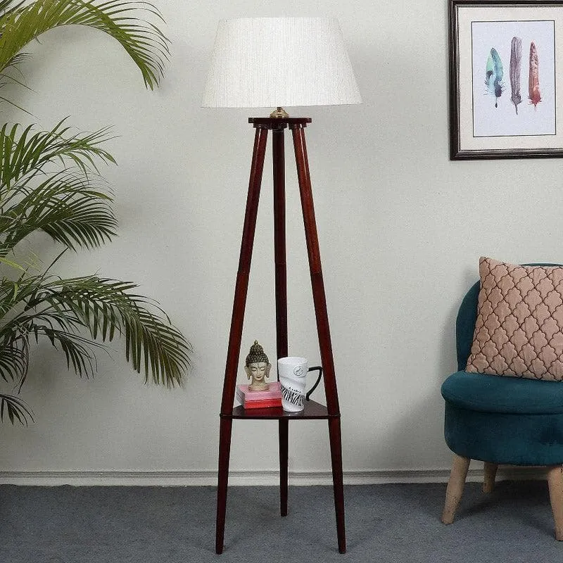 Samphire Floor Lamp With Shelf - White media 3