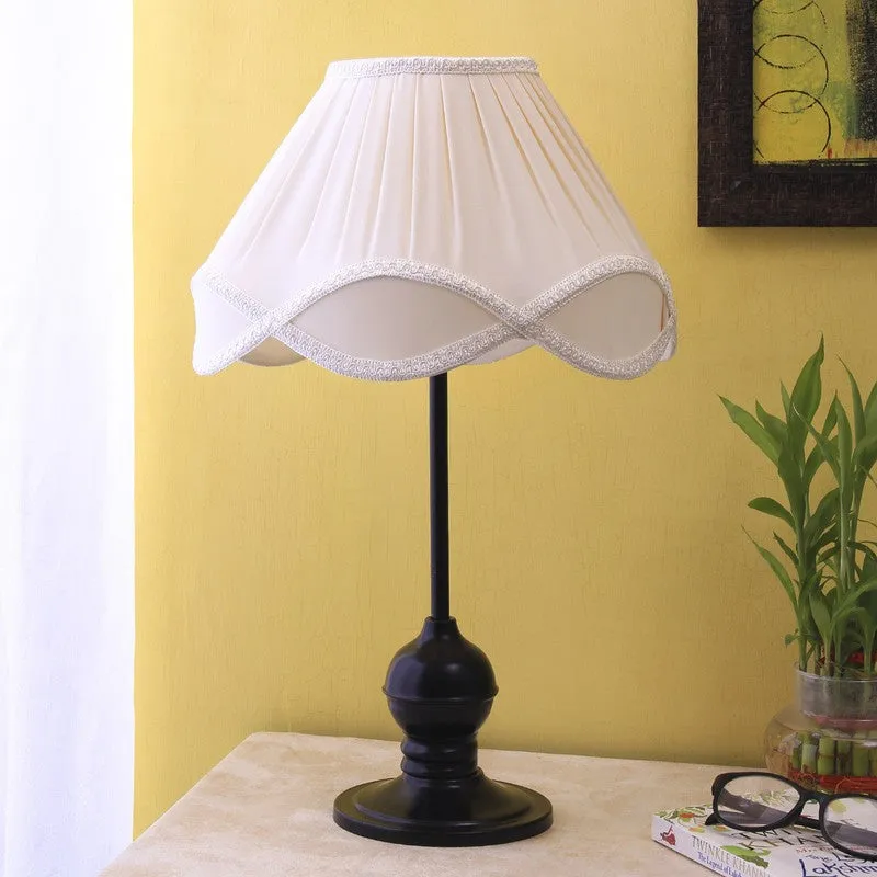Flamestrae Cotton Table Lamp With Iron Base - Ivory media 4
