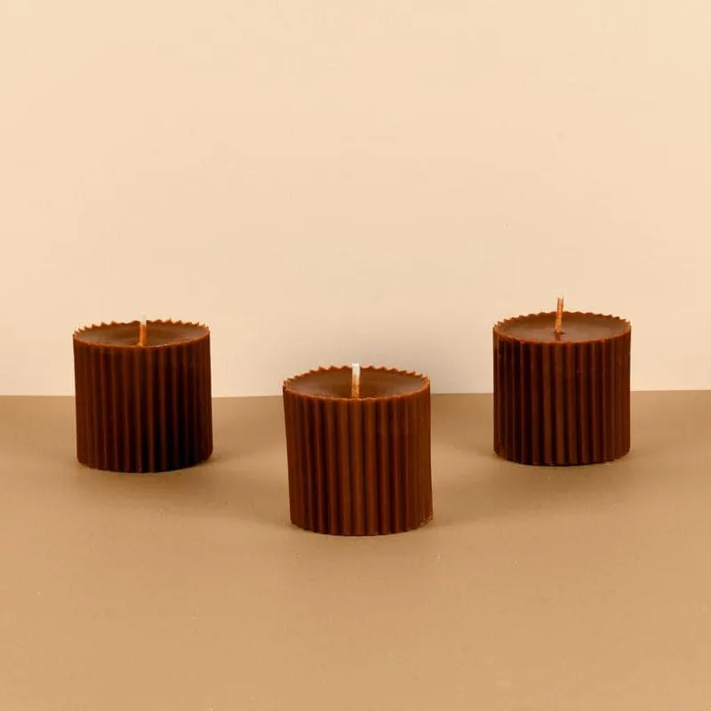 Combo of 3 Chocolate Brown 'Faith' Candles - Tarte au Chocolat Scented media 4